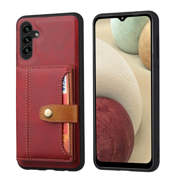 

For Samsung Galaxy A13 5G Calfskin Color Matching TPU + PU Phone Case(Red)