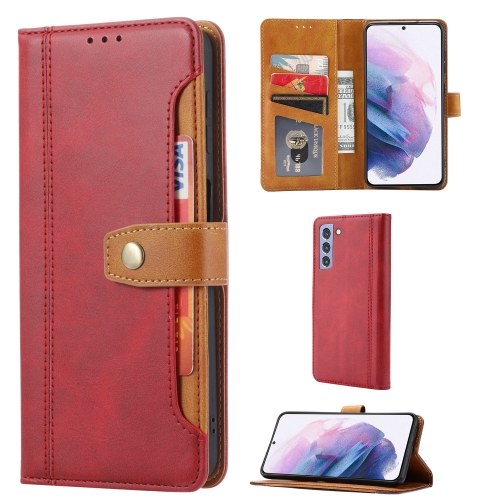 

For Samsung Galaxy S22+ 5G Calf Texture Double Fold Leather Phone Case(Red)
