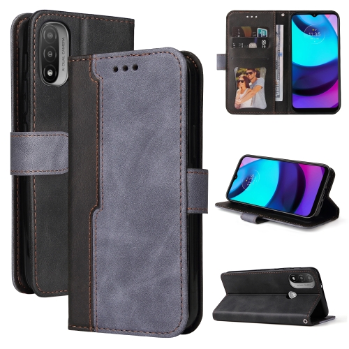 

For Motorola Moto E40 / E30 / E20 Stitching-Color Flip Leather Phone Case with Holder(Grey)