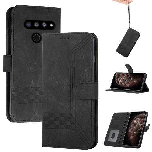 

For LG V50 ThinQ 5G Cubic Skin Feel Flip Leather Phone Case(Black)