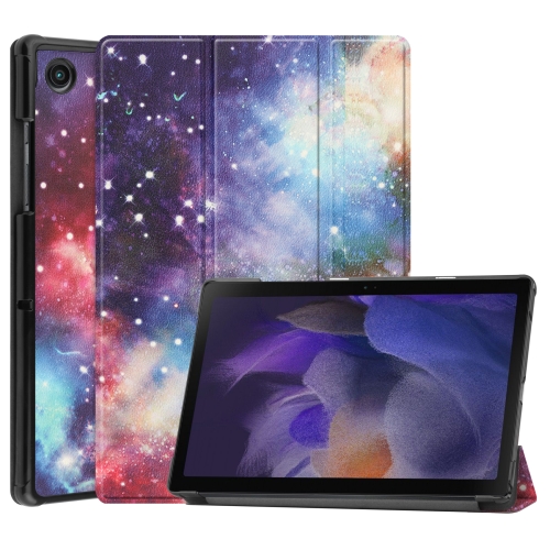 

For Samsung Galaxy Tab A8 2021 Painted Leather Tablet Case with 3-Fold Holder(Milky Way)