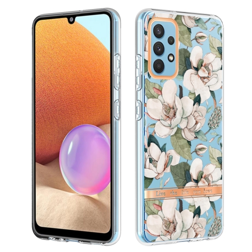 

For Samsung Galaxy A32 4G Flowers and Plants Series IMD TPU Phone Case(Green Gardenia)
