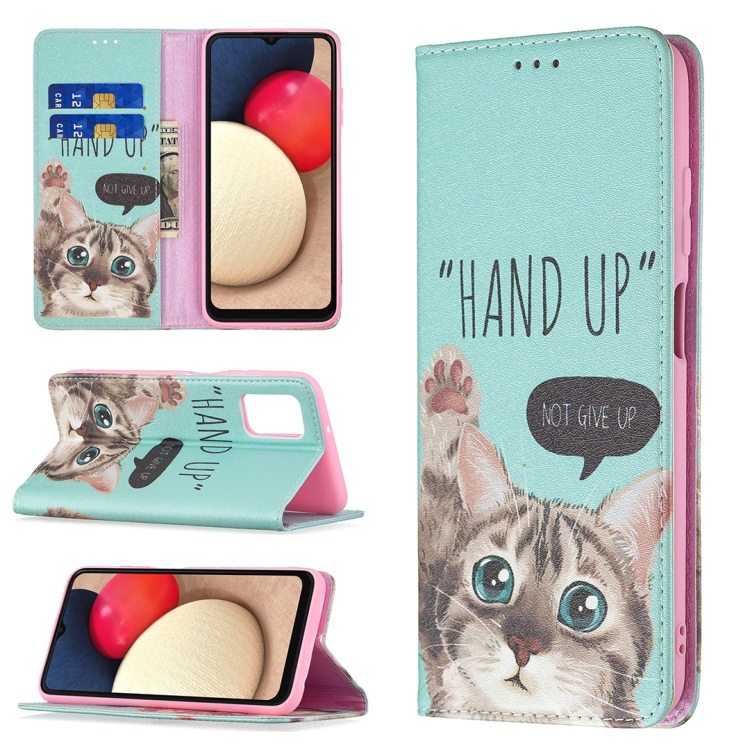 

For Samsung Galaxy A03s 166mm Invisible Magnetic Leather Phone Case(Cat)