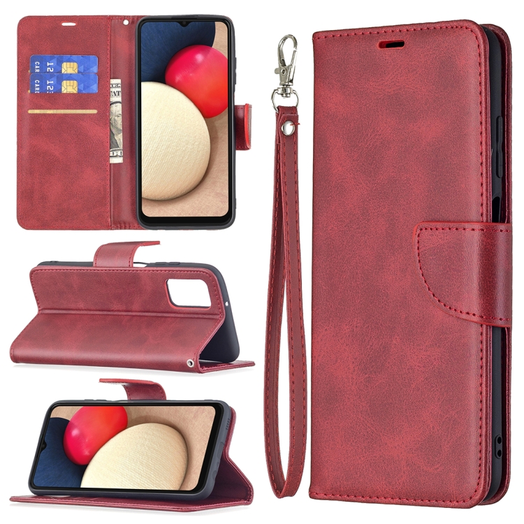 

For Samsung Galaxy A03s 166mm Retro Lambskin Leather Phone Case(Red)