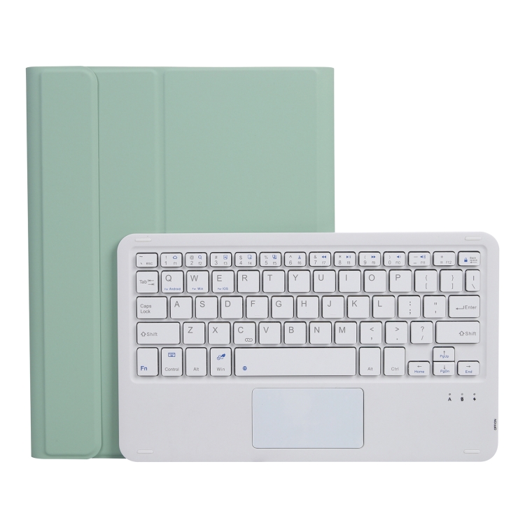 

A102B-A Lambskin Texture Square Keycap Bluetooth Keyboard Leather Case with Touch Control For iPad Pro 10.5 inch / 10.2 2021 & 2020 & 2019 / Air 3(Light Green)