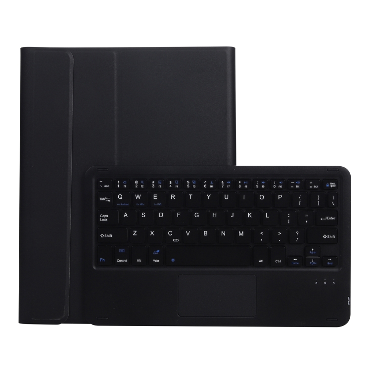 

A11B-A Lambskin Texture Square Keycap Bluetooth Keyboard Leather Case with Touch Control For iPad Air 4 2020 10.9 / Pro 11 inch 2021 & 2020 & 2018(Black)