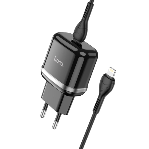 

hoco N24 Victorious Single Port USB-C/Type-C PD20W Charger + Type-C to 8 Pin Cable, EU Plug(Black)
