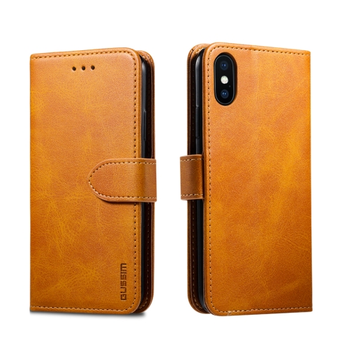 

For iPhone XR GUSSIM Magnetic Horizontal Flip Leather Case with Holder & Card Slots & & Wallet(Yellow)