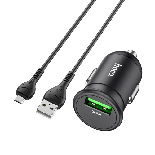 

hoco Z43 Mighty Single Port QC3.0 18W Car Charger with USB to Micro USB Data Cable(Black)