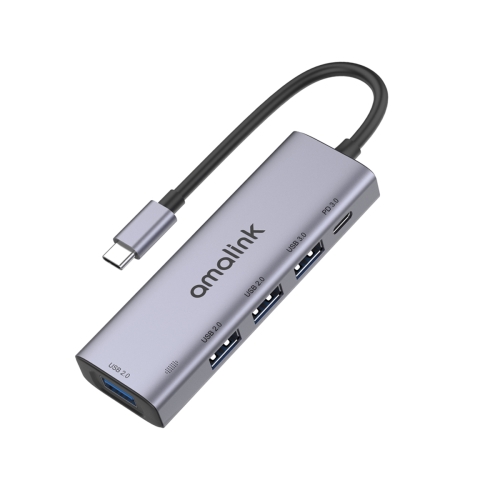 amalink 95119D Type-C / USB-C to 4 Ports USB + PD 3.0 Multi-function HUB Docking Station(Grey)