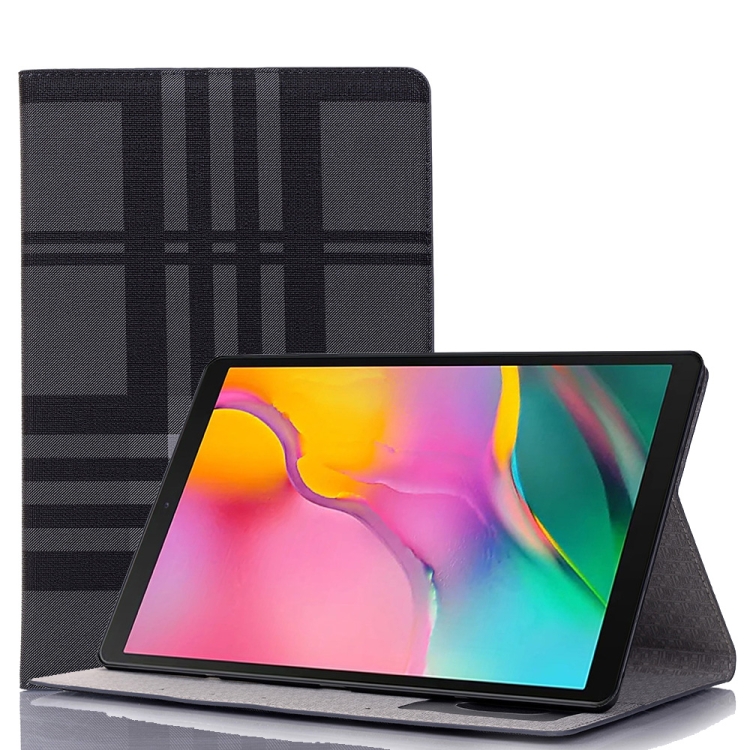 

For Samsung Galaxy Tab A7 T500 Plaid Texture Leather Tablet Case(Black)
