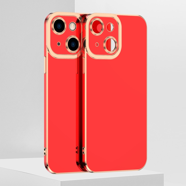 

6D Electroplated TPU Phone Case For iPhone 13(Red)