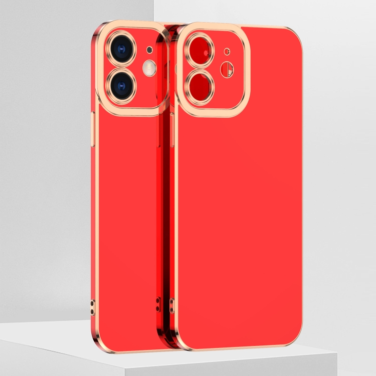 

6D Electroplated TPU Phone Case For iPhone 12(Red)