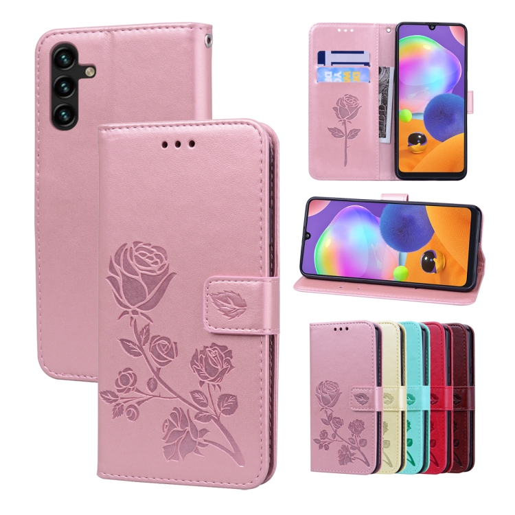 

For Samsung Galaxy A13 5G Rose Embossed Leather Phone Case(Rose Gold)