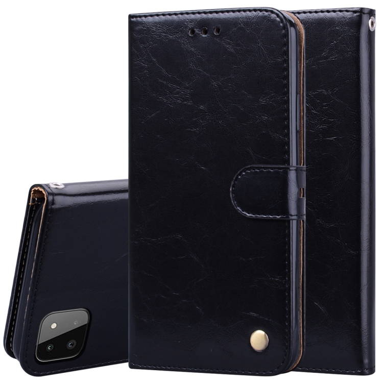 

For Samsung Galaxy A22 5G Oil Wax Texture Leather Phone Case(Black)