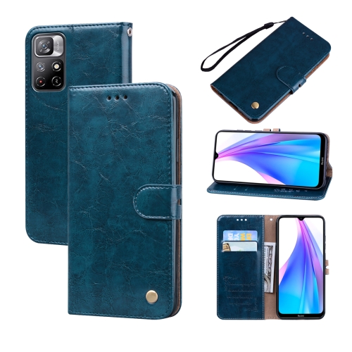 

For Xiaomi Poco M4 Pro 5G / Redmi Note 11T 5G Oil Wax Texture Leather Phone Case(Blue)