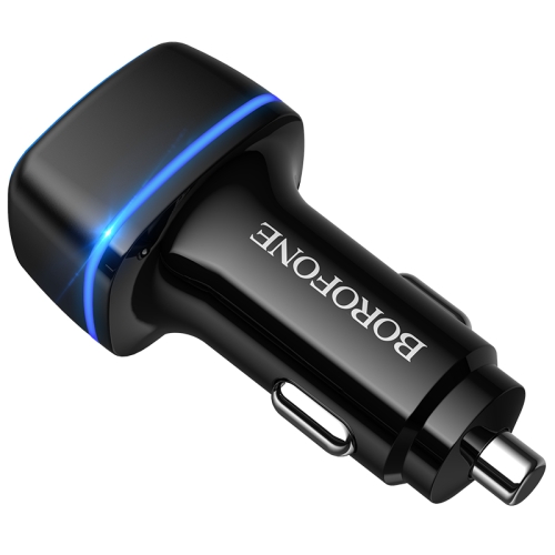 SUNSKY - Borofone BZ14 12W Dual USB Ports Car Charger with Ambient Light (Black)