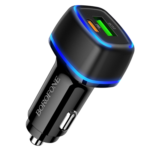 

Borofone BZ14A PD 20W USB-C / Type-C + QC 3.0 USB Ports Car Charger with Ambient Light(Black)