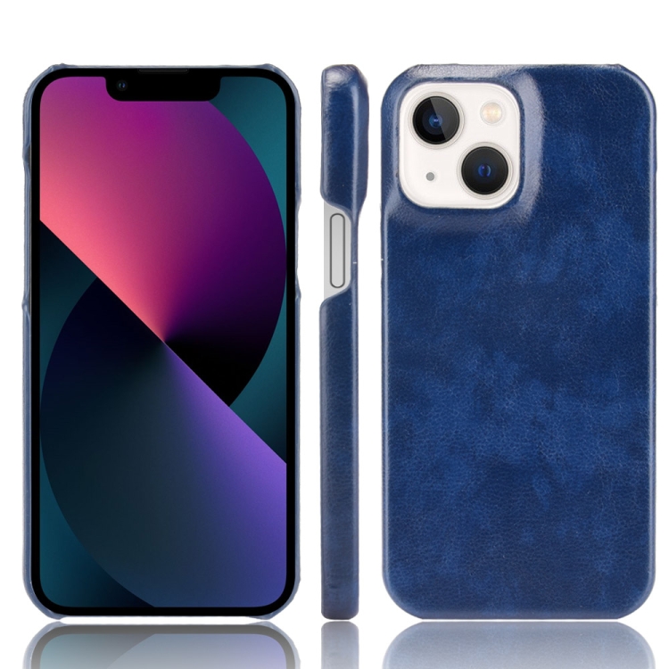 

Litchi Leather PC Phone Case For iPhone 13(Blue)