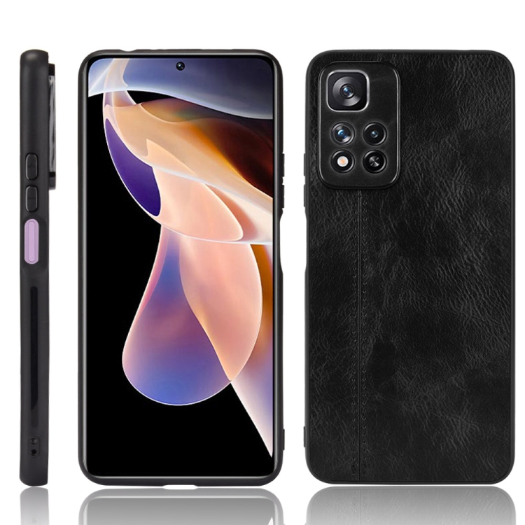 

For Xiaomi Redmi Note 11 Pro Sewing Cow Pattern Skin Phone Case(Black)