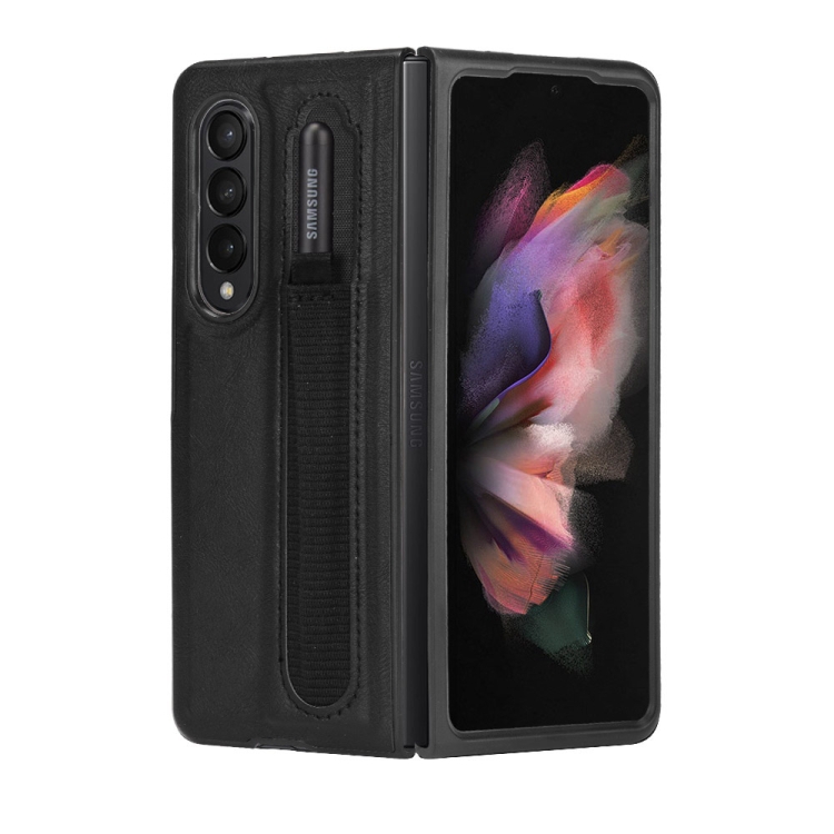 

For Samsung Galaxy Z Fold3 5G Vintage Texture Phone Case with Pen Slot(Black)