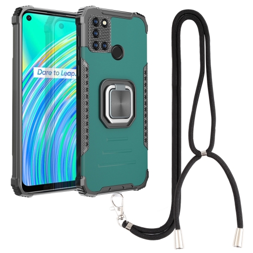 

For OPPO Realme C17 / Realme 7i Aluminum Alloy + TPU Phone Case with Lanyard(Green)