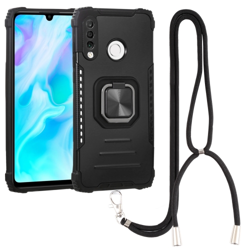 

For Huawei P30 Lite / nova 4e Aluminum Alloy + TPU Phone Case with Lanyard(Black)