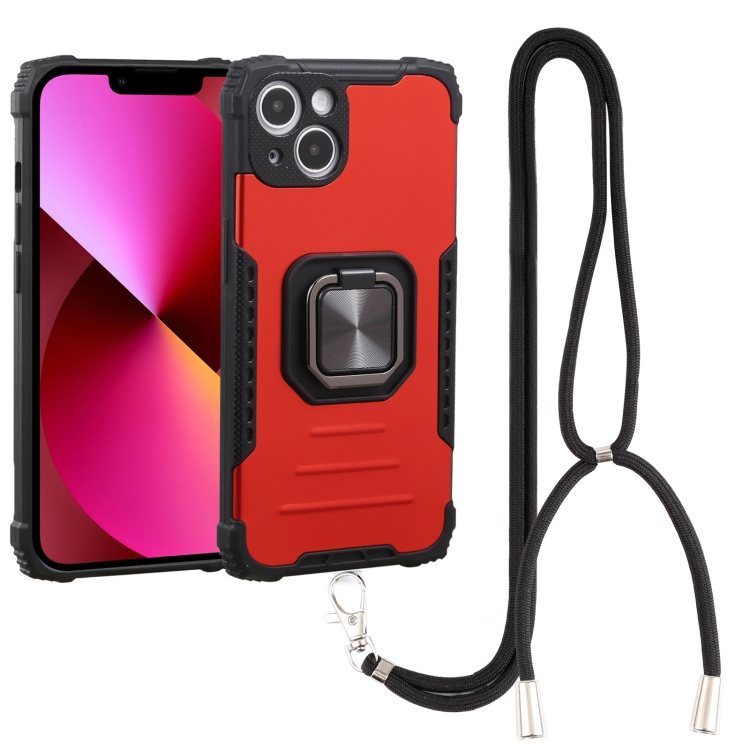 

Lanyard Aluminum TPU Case For iPhone 13(Red)