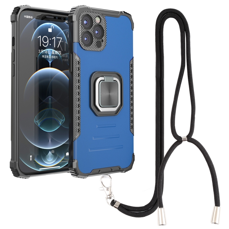 

Lanyard Aluminum TPU Case For iPhone 12 Pro Max(Blue)