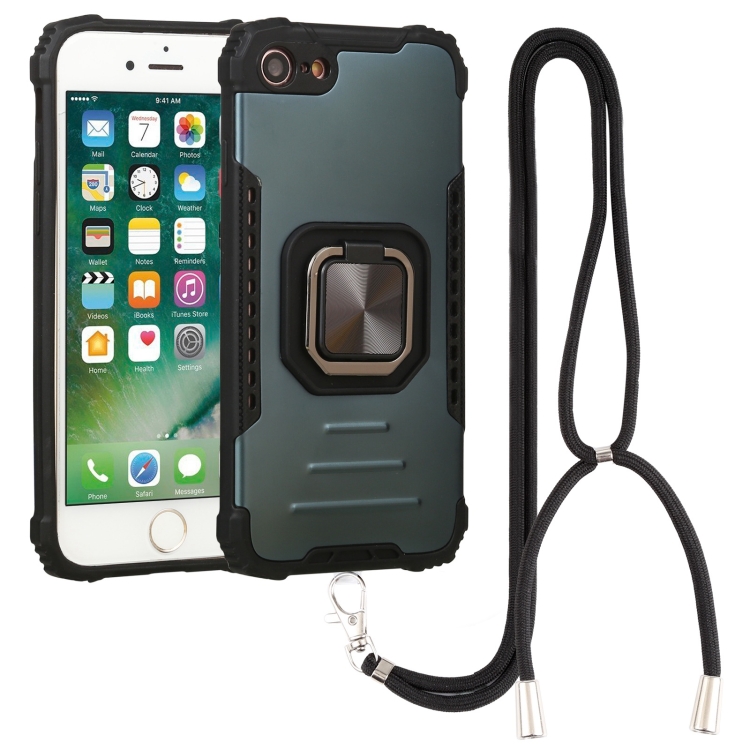 

Lanyard Aluminum TPU Case For iPhone SE 2022 / SE 2020 / 7 / 8(Green)