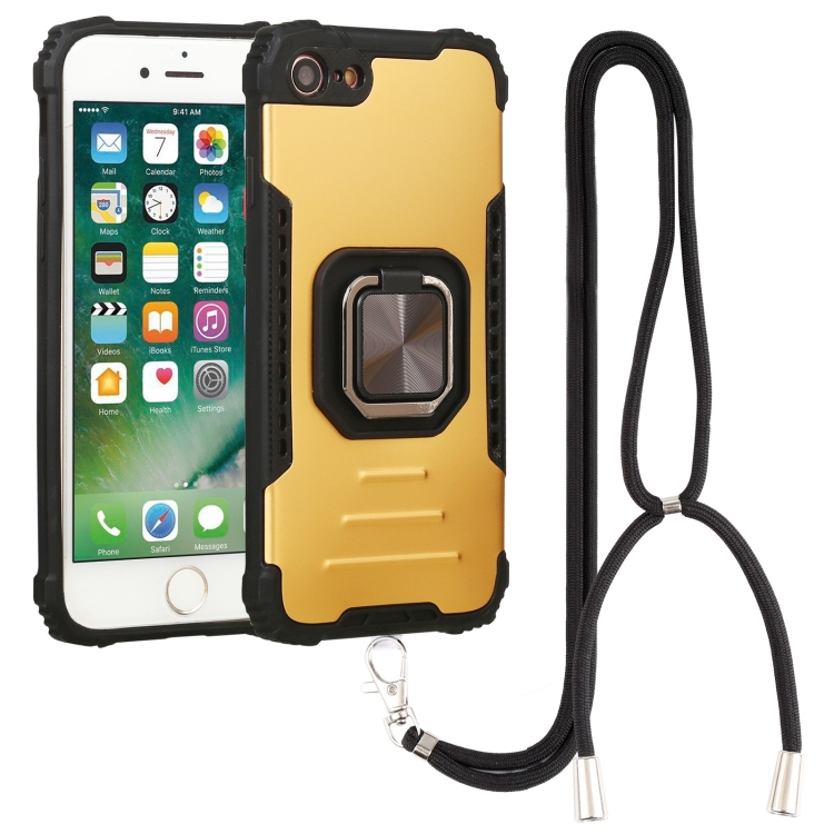 

Lanyard Aluminum TPU Case For iPhone SE 2022 / SE 2020 / 7 / 8(Gold)