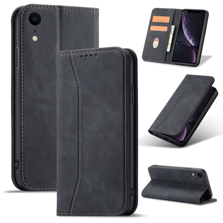 

Magnetic Dual-fold Leather Case For iPhone XR(Black)