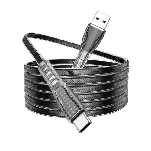 Borofone BU31 1.2m 3A USB to USB-C / Type-C Jelly Braided Charging Data Cable(Black)