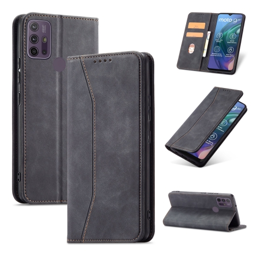 

For Motorola Moto G10 / G20 Magnetic Dual-fold Leather Phone Case(Black)