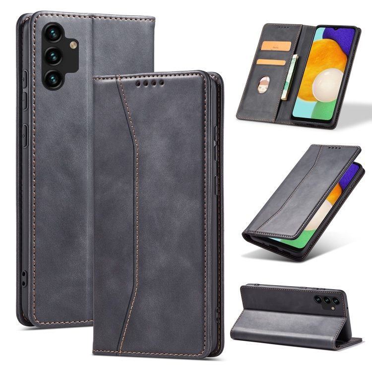 

For Samsung Galaxy A13 5G Magnetic Dual-fold Leather Phone Case(Black)