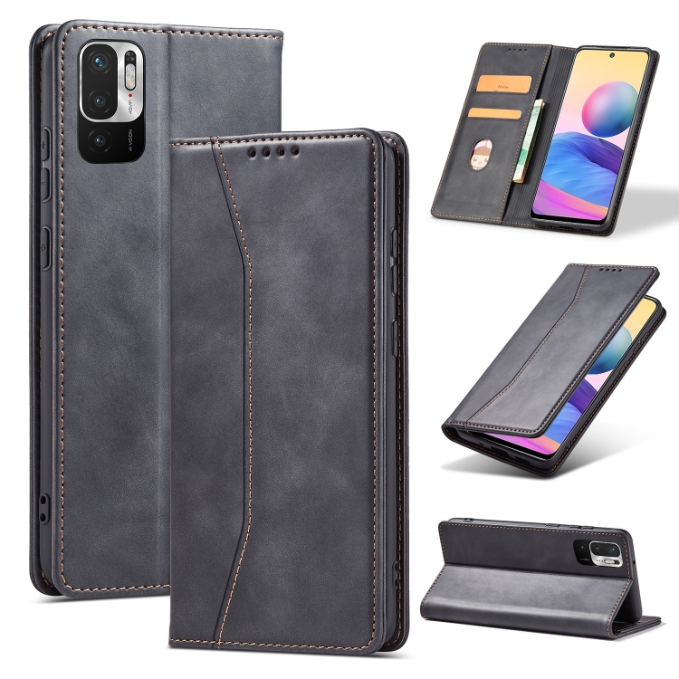 

For Xiaomi Redmi Note 10 5G Magnetic Dual-fold Leather Phone Case(Black)
