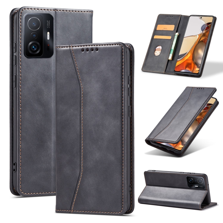 

For Xiaomi Mi 11T / Mi 11T Pro Magnetic Dual-fold Leather Phone Case(Black)