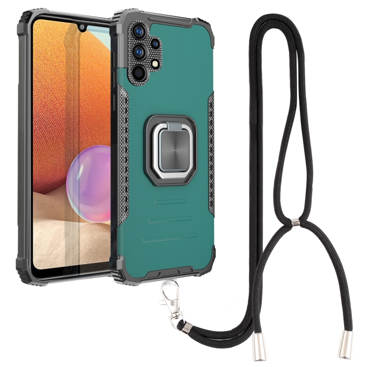 

For Samsung Galaxy A32 4G Lanyard Aluminum TPU Case(Green)