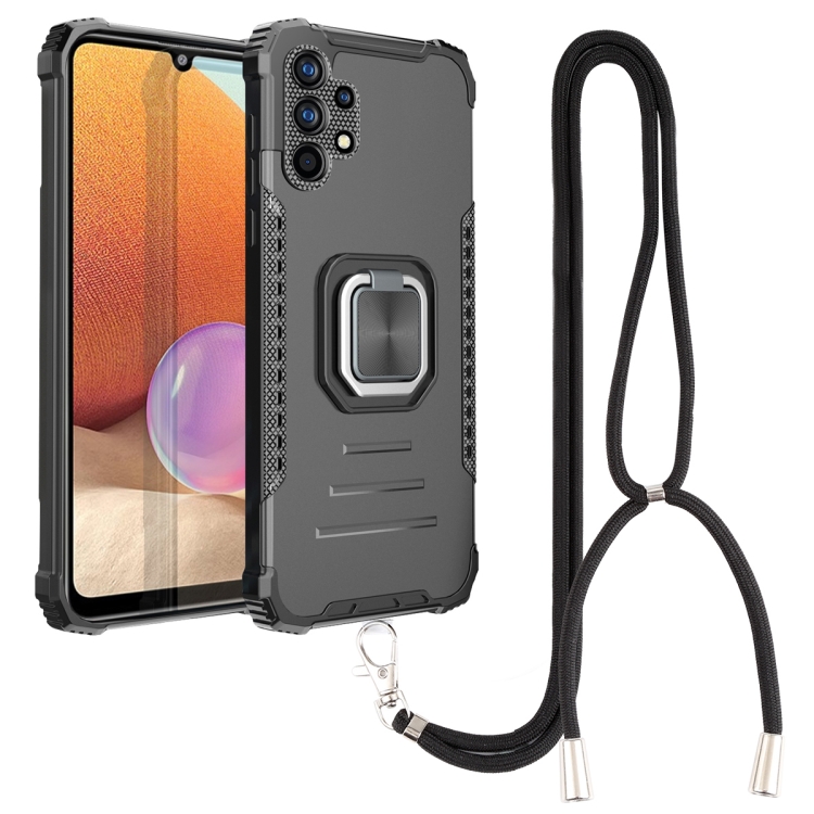 

For Samsung Galaxy A32 4G Lanyard Aluminum TPU Case(Black)