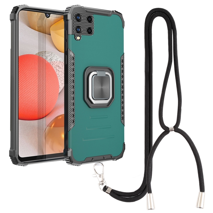

For Samsung Galaxy A42 5G Lanyard Aluminum TPU Case(Green)