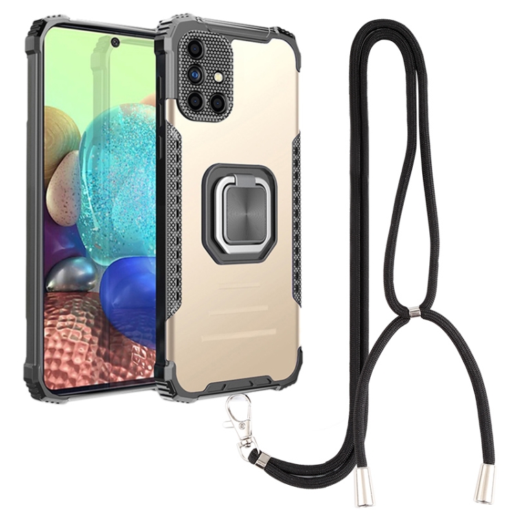 

For Samsung Galaxy A51 / A31 Lanyard Aluminum TPU Case(Gold)