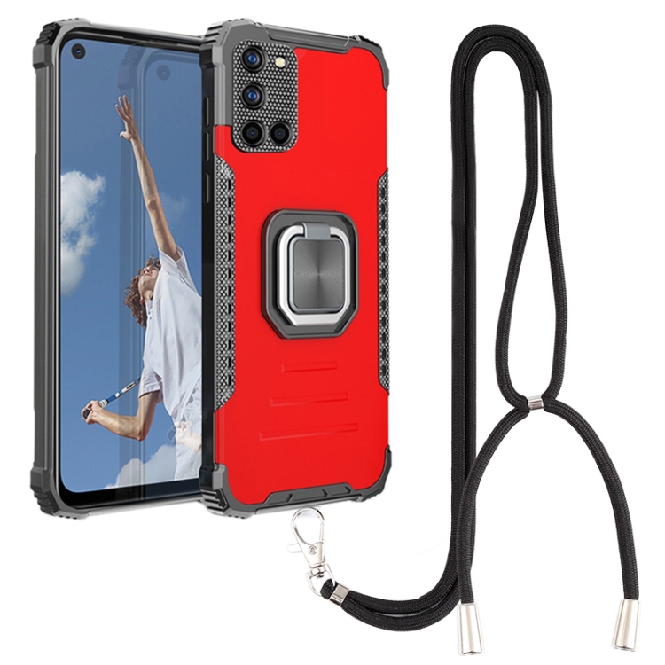 

For Samsung Galaxy A52 4G / 5G Lanyard Aluminum TPU Case(Red)