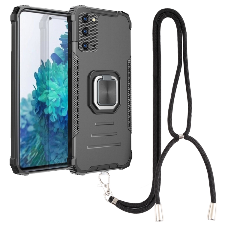 

For Samsung Galaxy S20 FE Lanyard Aluminum TPU Case(Black)