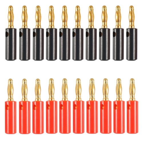 

A6546 20 in 1 Car Red and Black Cover Gold-plated 4mm Banana Head Audio Plug