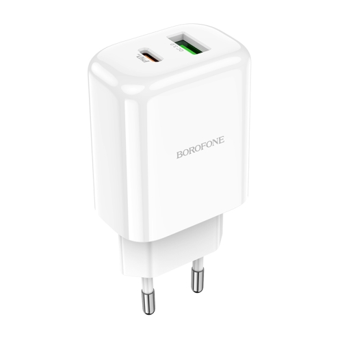 Borofone BN4 Potential PD20W Type-C + QC3.0 USB Charger, EU Plug(White)