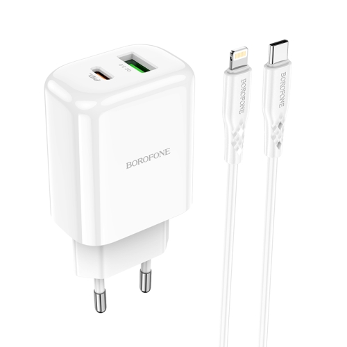 

Borofone BN4 Potential PD20W+QC3.0 USB Charger with Type-C to 8 Pin Cable, EU Plug(White)