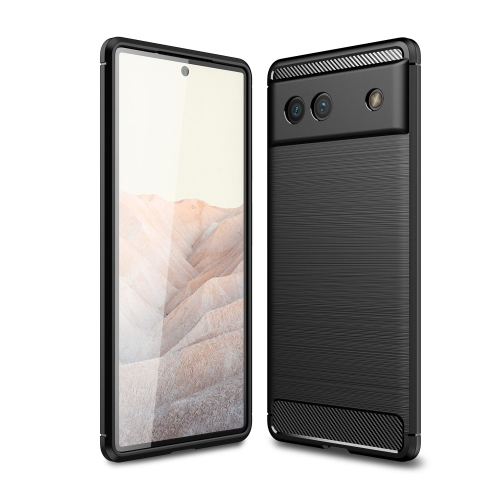 

For Google Pixel 6a Brushed Carbon Fiber Texture Shockproof TPU Phone Case(Black)