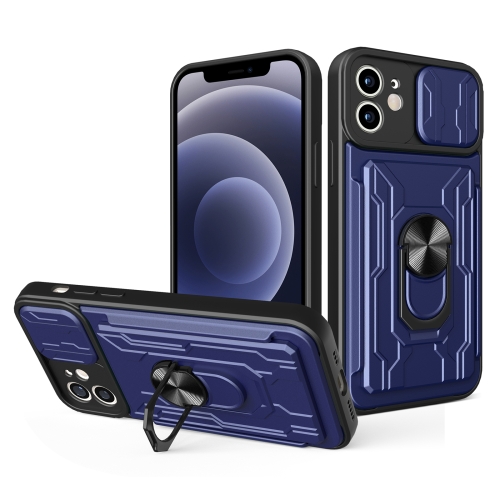 

Sliding Camshield Card Phone Case For iPhone 11(Blue)