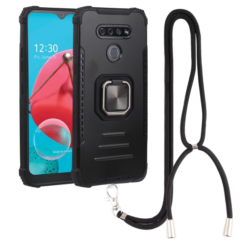 

For LG K51/ K31 / Aristro5 Aluminum Alloy + TPU Phone Case with Lanyard(Black)