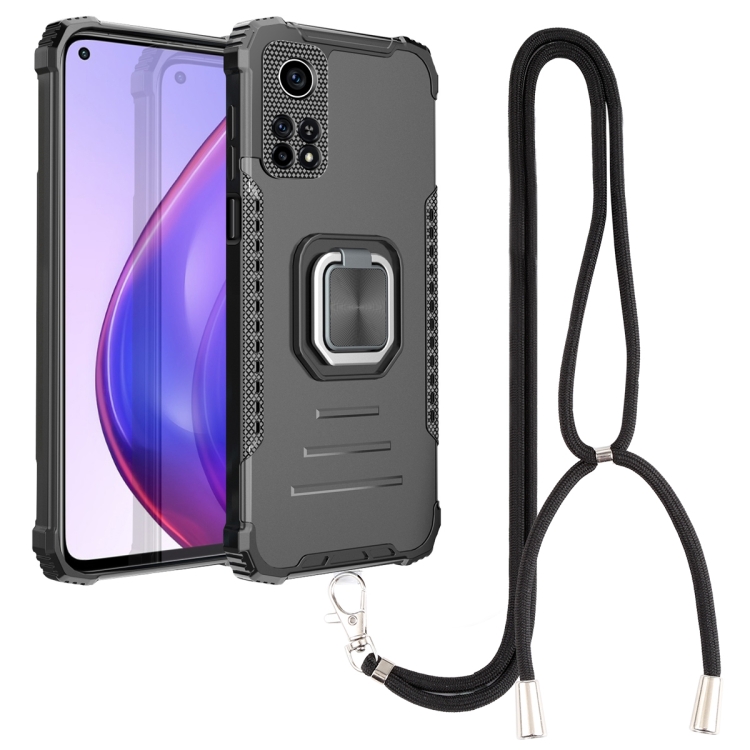 

For Xiaomi Mi 10T Pro 5G / 10T 5G Aluminum Alloy + TPU Phone Case with Lanyard(Black)